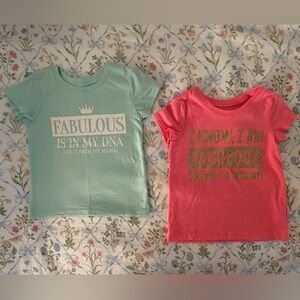 NWT toddler girl graphic tee bundle size 2T fabulous icy blue and melon coral